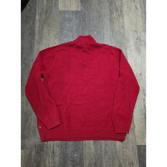 Chaps VTG Mens 2XL Sweater 1/4 Zip Red Moose Print Pullover Outdoors Cabin - Picture 9 of 10